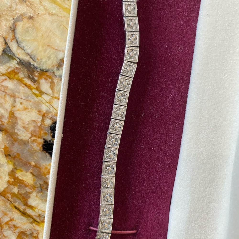 ZALES 14K white GOLD antique Tennis bracelet with 2 carat π₯ diamonds - Picture 4 of 11